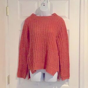 ANTHROPOLOGIE FIELD FLOWER Orange/Pink Wool Blend  Loose Knit Sweater Medium